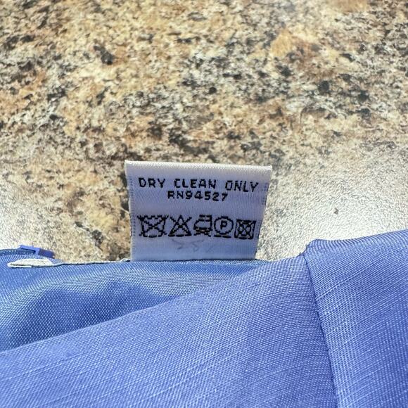 Jennifer West Vintage Dress Linen Silk Boho Cottage Coastal Embroidered Blue 8 - Picture 3 of 4